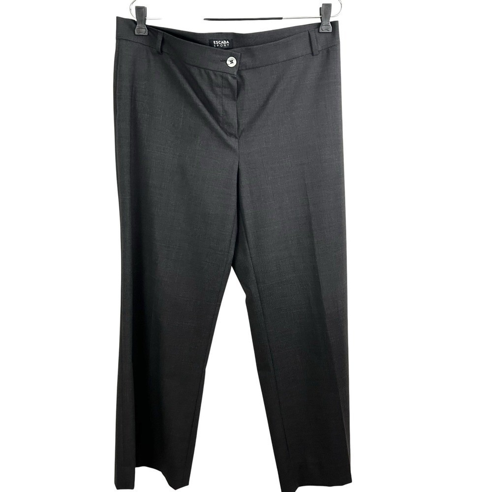 ESCADA SPORT Dress PANTS 40 US 8 Wool Charcoal Gray Office Stovepipe Minimalist